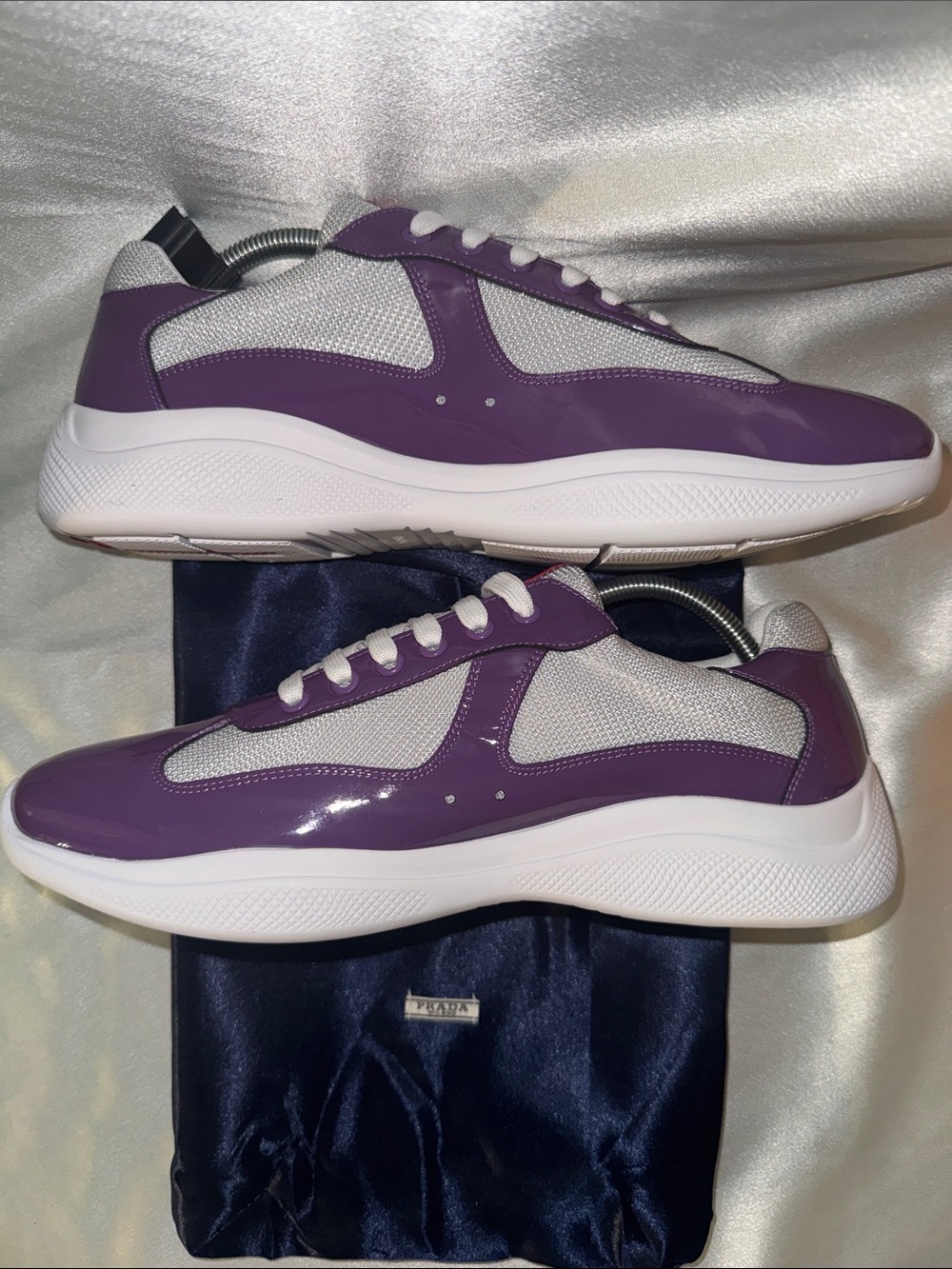 Prada Men's Purple and White Low-Top Lace-Up Sneakers!🔥New! Size: 11us - Picture 7 of 11